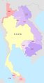 Image 6Territories abandoned by Siam in the late 19th and early 20th centuries, depicted as a map of Thailand's territorial losses. The Franco-Siamese crisis resulted in the cession of Laos to France in 1893. (from History of Laos)