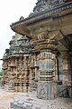 Profile of shrine, and porch with decorative half pillar in Kalleshwara temple, Hire Hadagali