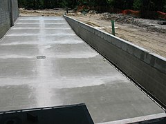 A reinforced concrete loading dock under construction