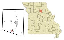 Location of Higbee shown in Missouri