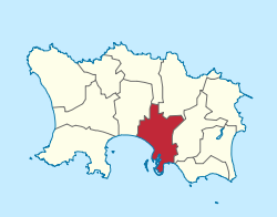 Location of Saint Helier Saint-Hélier in Jersey