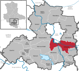 Läget för kommunen Schkopau i Saalekreis