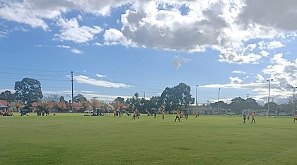 A Soccer game being played at the Western Youth Centre