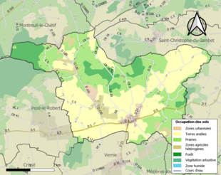 Carte en couleurs présentant l'occupation des sols.