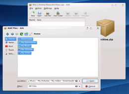 La finestra principale di Ark in KDE 4.1