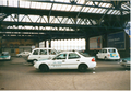 A picture of a gruop of Brighton taxicabs in 2000.