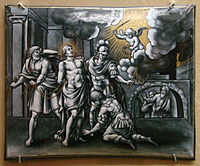 17th century painted grisaille plaque, from a large series for a church in Reims, Jules Laudin, c. 1663.