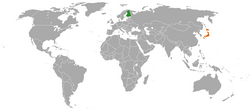 Map indicating locations of Finland and Japan