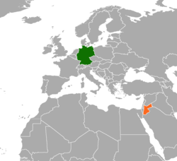 Map indicating locations of Germany and Jordan