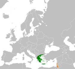 Map indicating locations of Greece and Israel