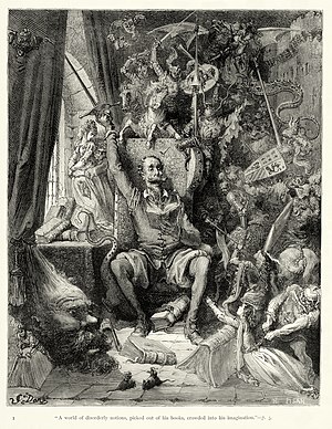 Depiction of Miguel de Cervantes' Don Quixote character by Gustave Doré.
