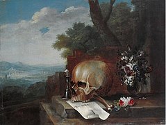 Vanitas en un paisaje (1727), de Johann Caspar Hirschely, Galería Regional de Arte, Liberec