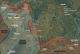 Mapa dos límites en Xermania Superior e Recia.