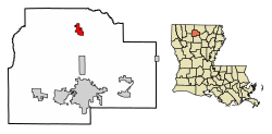 Location of Dubach in Lincoln Parish, Louisiana.