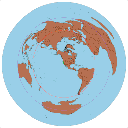 An azimuthal equidistant projection centered about Los Angeles.
