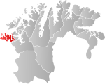 Mapa do condado de Finnmark com Loppa em destaque.