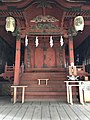 西桂町　諏訪八幡神社　本殿　一間社入母屋造　軒唐破風付　宝歴8年(1758年)　棟梁、平内大隈頭善地の弟子、鹿留村、相川長兵衛