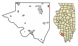 Location of Coulterville in Randolph County, Illinois.