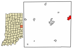 Location of Union City in Randolph County, Indiana.