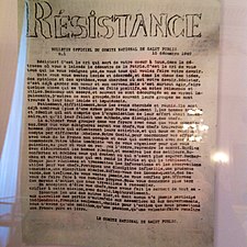 First issue of the underground newspaper 'Résistance', 15 December 1940 (SiefkinDR)