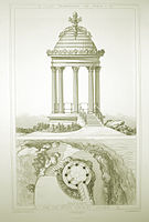 Davioud's design for the Temple de la Sibylle, based on the Temple of Vesta