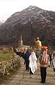 Procession of the statue of the patron St. Blaise accompanied by a traditional spadonaro