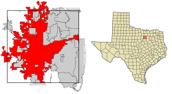 Location of Fort Worth in Tarrant County, Texas