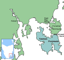 Location in South-eastern Tasmania