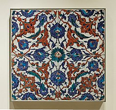 Iznik tile panel with flowers, 1550-1600, in the Louvre
