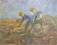 Vincent van Gogh Deux fermiers bêchant la terre (d'après Millet) (1889)