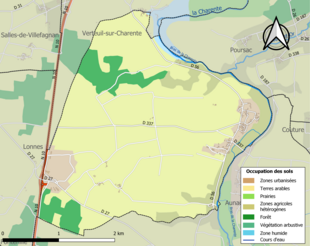 Carte en couleurs présentant l'occupation des sols.