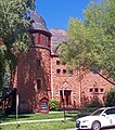 A classic, round bell roof on the round tower of Aspen Community Church in the USA