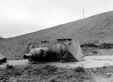 German VK 3001H prototype turret mounted on "Tobruk" at Omaha Beach, June 1944