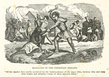 Illustration du massacre de Gnadenhütten en 1782.