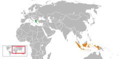 Map indicating locations of Greece and Indonesia