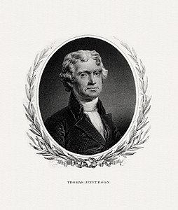 Thomas Jefferson, by the Bureau of Engraving and Printing (restored by Godot13)