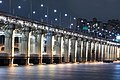 View of the bridge from the water at night (2009)