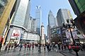 A commercial area and pedestrian street have been built around the Jiefangbei