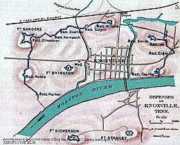 Map shows Knoxville defenses in late 1863.