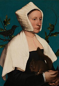 Portrait of a Lady with a Squirrel and a Starling, by Hans Holbein the Younger