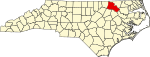 Mapa de Carolina del Norte con la ubicación del condado de Halifax