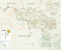 Kaart van die provinsie Hainaut