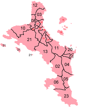 A clickable map of Mahé Island exhibiting its districts.