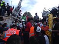 Volunteers and rescuers working at a collapsed warehouse, colonia Obrera, Mexico City.