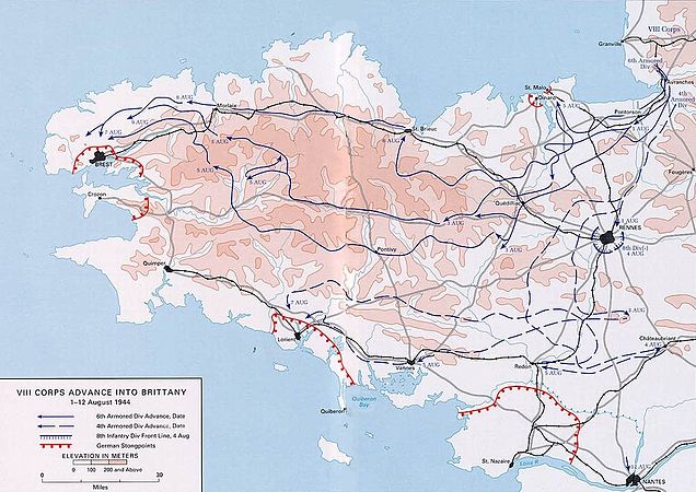 La conquête de la Bretagne par la 3e armée de Patton. Brest est atteinte le dimanche 7 août