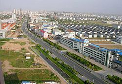 Looking southeast on the city, with downtown at the upper left (2007)