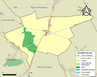 Carte en couleurs présentant l'occupation des sols.