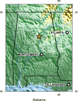 Map showing epicenter of the earthquake and major cities near it