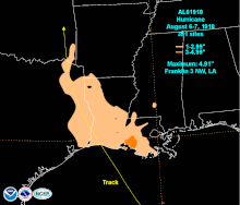 Contour map of rainfall accumulations