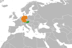 Map indicating locations of Austria and Germany